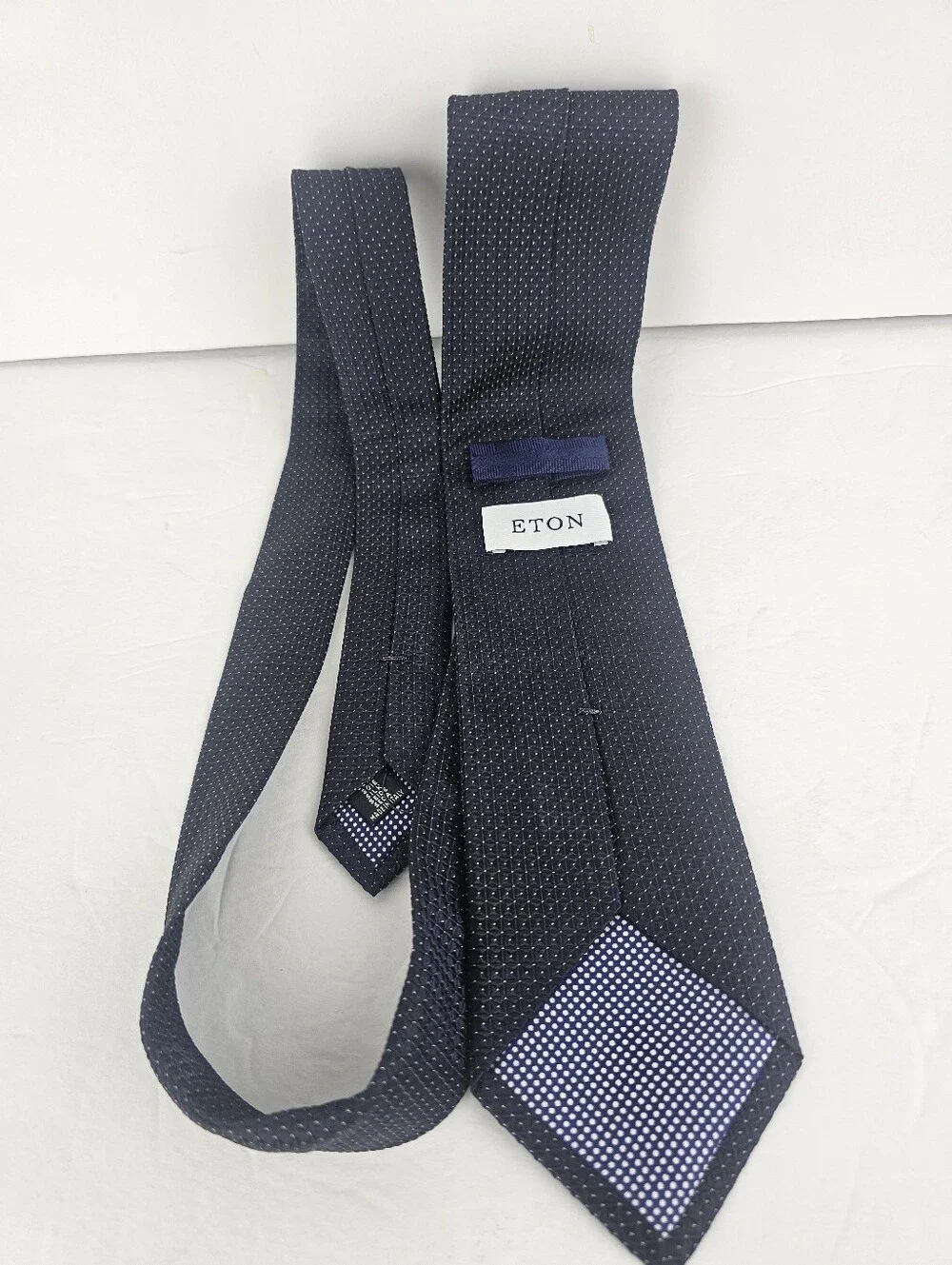 ETON 100% Silk Tie Italy Blue Jacquard Geometric Diamond Luxury Professional